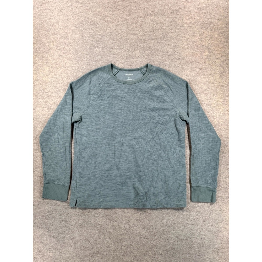 Goodfellow & Co Thermal Shirt Mens Large Sage Green Standard Fit Waffle Knit